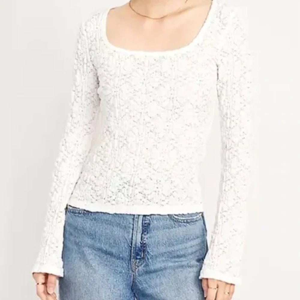 Old Navy Textured Lace Scoop Neck Top